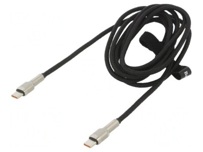 Cablu USB C 2m negru 100W mufă din ambele părţi foto