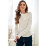 Pulover dama din tricot elastic alb