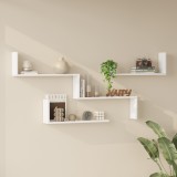 Set 3 rafturi de perete albe Vepinshul, design modern, montaj inclus