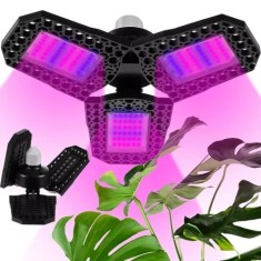Lampa UV pentru cresterea plantelor la interior, 8 W, 108 LED-uri, 3 brate reglabile, E 27, pliabila, spectru rosu si albastru, 23 x 9.5 cm