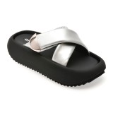 Papuci GRYXX argintii, L8211, din piele ecologica