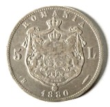 5 LEI 1880 SEMNATURA GRAVORULUI PE CERC ARGINT, Europa