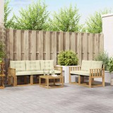 vidaXL Set canapele exterior 6 piese lemn acacia textilene alb crem perne confortabile