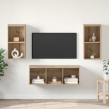 vidaXL Set dulap TV cu raft Pe perete 3 pcs stejar artizanal 37 x 37 x 107 cm