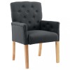 Scaun de bucatarie cu cotiere, gri, material textil