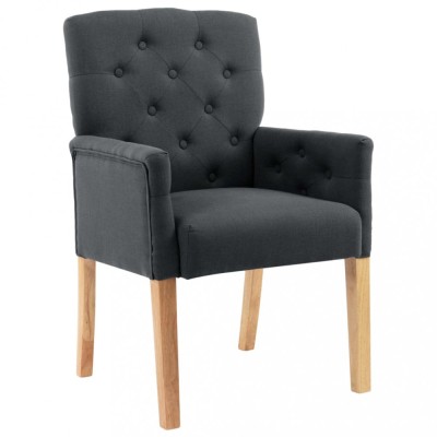 Scaun de bucatarie cu cotiere, gri, material textil foto
