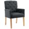 Scaun de bucatarie cu cotiere, gri, material textil
