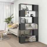 Bibliotecă/Separator cameră, gri extralucios, 100x24x188 cm