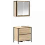 Cumpara ieftin Set mobilier de baie, 2 piese, stejar sonoma, lemn prelucrat
