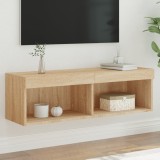 vidaXL Comodă TV cu lumini LED, stejar sonoma, 100x30x30 cm
