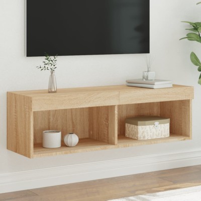 vidaXL Comodă TV cu lumini LED, stejar sonoma, 100x30x30 cm foto