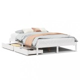 Cumpara ieftin Cadru de pat fara saltea, alb, 140x190 cm, lemn masiv de pin
