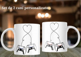 Set de 2 căni &rdquo;Gamer&rdquo; personalizate Alba-toarta-inima