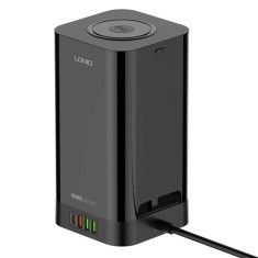 Prelungitor Tip Turn LDNIO SEW4485, Incarcator wireless, 3 prize, 3 X USB-A, 1 X USB-C, Incarcare rapida QC 3.0, 32W, 2m