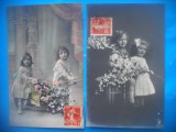 HOPCT 1730 COPII -TCV-ROMANTICA-FRANTA-LOT 2 CARTI POSTALE VECHI-CIRCULATE, Circulata, Printata