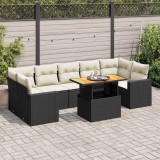 Cumpara ieftin Set mobilier de grădină cu perne, 8 piese, negru, poliratan