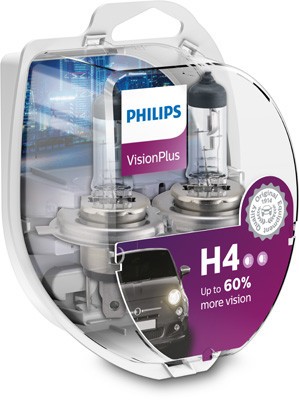 SET 2 BECURI FAR H4 P43t 60/55W 12V VISION PLUS PHILIPS foto