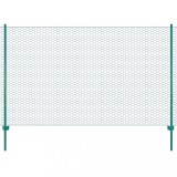 vidaXL Gard din plasă de s&acirc;rmă cu st&acirc;lpi, verde, 25 x 2 m, oțel