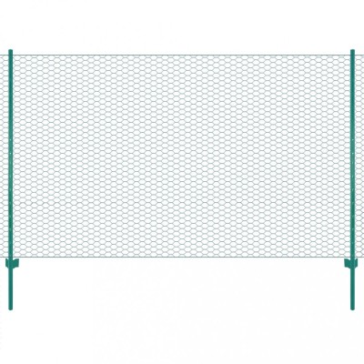 vidaXL Gard din plasă de s&amp;acirc;rmă cu st&amp;acirc;lpi, verde, 25 x 1,5 m, oțel 144611 foto