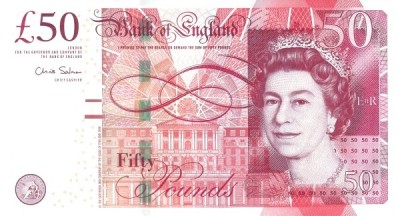 Bancnota ANGLIA - 50 lire 2010 - P393a - semnatura C. Salmon - stare XF foto