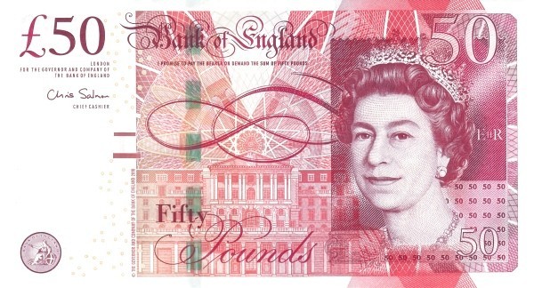 Bancnota ANGLIA - 50 lire 2010 - P393a - semnatura C. Salmon - stare XF