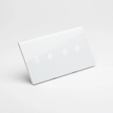 Panou dublu din sticlă securizată 4mm Pulsar Touch NS pentru 2 &icirc;ntrerupătoare 2T+2T, finisaj alb minimalist, control tactil pentru iluminat modern