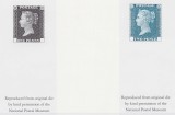 Cumpara ieftin ✅ ( V46 ) Marea Britanie: 1840 One penny black si Two pence blue-reproducere oficiala dupa capetele originale/serie - Expozitia Filatelica Londra 1990
