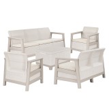 Scandi Big linea duo set de mobilier de grădină cu masă de depozitare din iută gri-bej pietriș