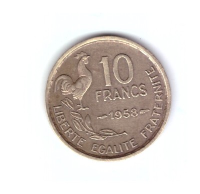 Moneda Franta 10 francs/franci 1958, stare buna, curata foto