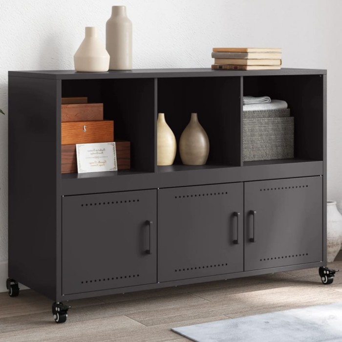 Gossi dulap, negru, 100,5x39x72 cm, otel laminat la rece