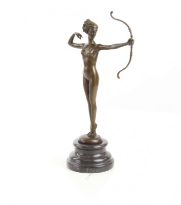 Zeita Diana - statueta din bronz pe soclu din marmura BJ-47 foto