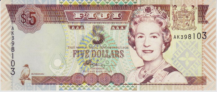 Bancnota Fiji 5 Dolari (2002) - P105b UNC