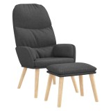 Cumpara ieftin Scaun de relaxare cu taburet, gri inchis, textil