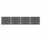 VidaXL Set panouri gard, 699x146 cm, negru, WPC