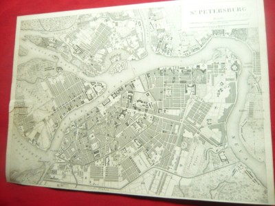 Harta St. Petersburg 1812 - facsimil vechi ,dim.= 20,5x14,7 cm foto