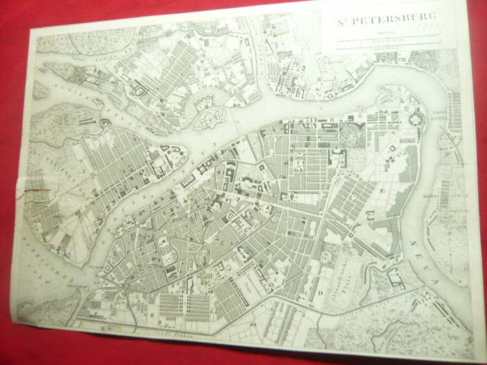 Harta St. Petersburg 1812 - facsimil vechi ,dim.= 20,5x14,7 cm