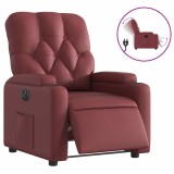 Cumpara ieftin Fotoliu rabatabil electric, rosu vin, piele ecologica