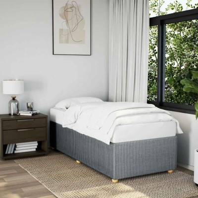 vidaXL Cadru de pat fără saltea, gri deschis, 90x190 cm, textil foto