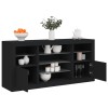 Servantă cu lumini LED, negru, 142,5x37x67 cm