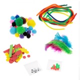 Set Creativ, Multicolor, Sarme Plusate, Pompoane, Ochi, Margele, Pene, Forme din Spuma, Capacitate 9.5x16cm, Oem