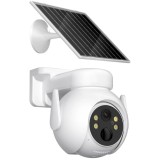 Camera Video de supraveghere, exterior, cu Panou Solar, 300W, 7800mAh, NightVision, InfraRed, WiFi, Black Light, Alb