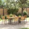 vidaXL Set de masă pentru grădină 7 pcs Gri 190 x 80 x 75 cm poliratan 3365451