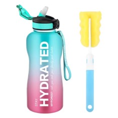Set 2 piese sticla pentru apa si o perie de curatare Myforest, 10.9 x 29.9 cm, 2.2 l, multicolor