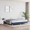 Cadru de pat cu tăblie fără saltea, albastru, 180x200cm, textil