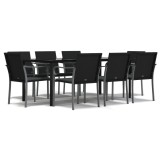 Set mobilier de gradina cu perne, 9 piese, poliratan si otel