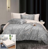 Cumpara ieftin Lenjerie Pat Bumbac 4 Piese Cu Elastic Crem Gri 180x200 cm