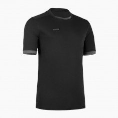 Tricou Rugby R100 Negru-Gri Bărbați