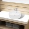 Chiuvetă de baie din ceramică, orificiu robinet/preaplin, rotund, alb 141938