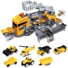 Set Joaca Baieti Masina Constructii cu Accesorii, Macara, Buldozer, Basculanta, Heliport, Peste 3 Ani