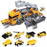 Set Joaca Baieti Masina Constructii cu Accesorii, Macara, Buldozer, Basculanta, Heliport, Peste 3 Ani